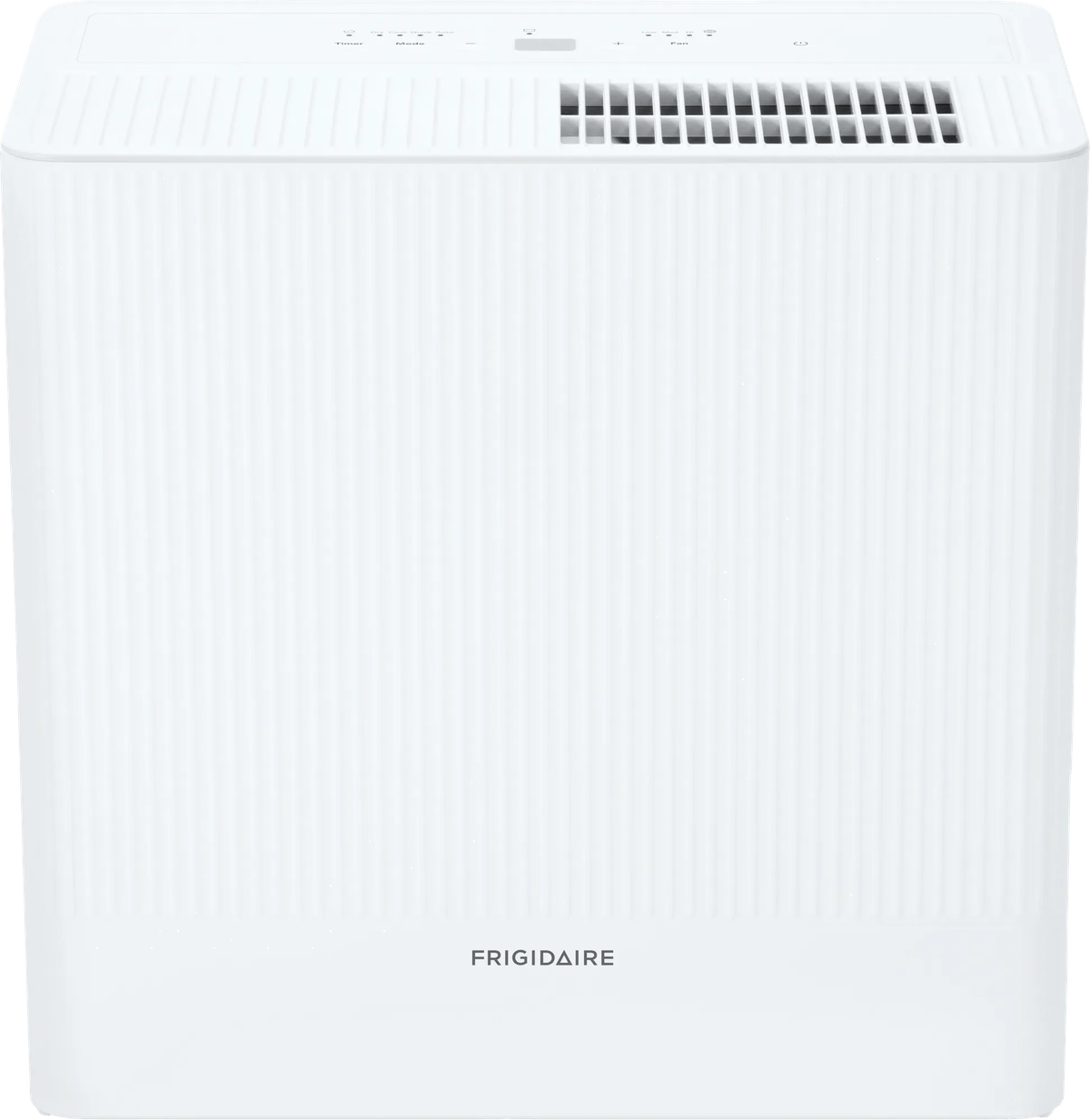 White Frigidaire FHDD2233Y1 22-pint dehumidifier shown from the front and above, with its top outlet and control strip.
