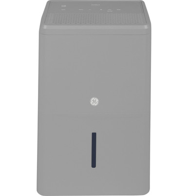 GE ADHR50LB dehumidifier front view in stratus gray.