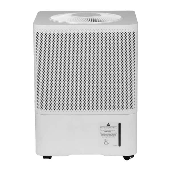 White GE ADSE50XWT portable dehumidifier exterior; image does not show pump internals.
