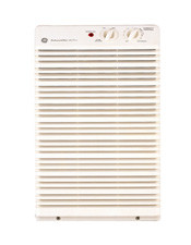 Front view of the pale GE AHG25LA household dehumidifier.