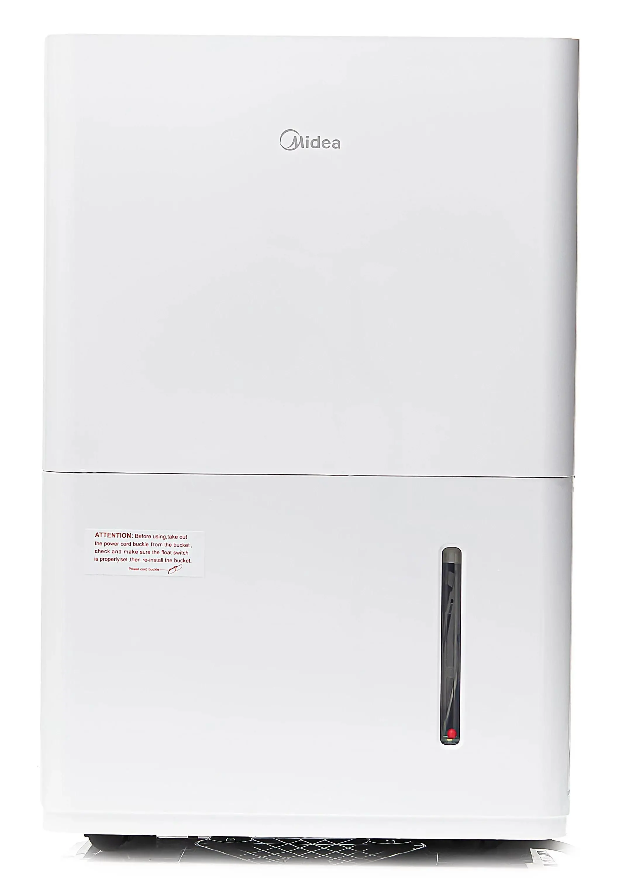 Midea MAD35S1WWT tall white smart dehumidifier with lower water tank.