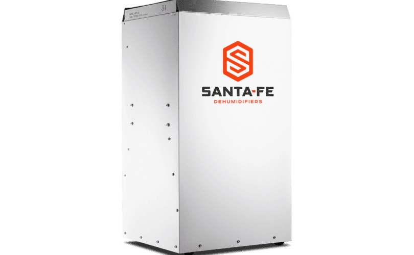 Santa Fe Classic tall vertical dehumidifier cabinet shown from the front and side.