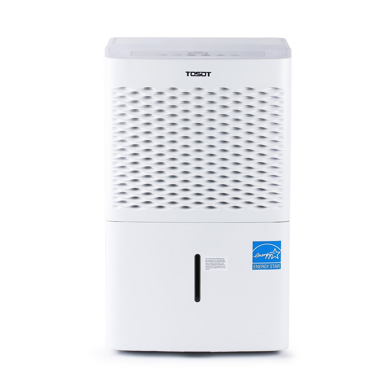 White TOSOT 50-pint-class dehumidifier exterior associated with exact listing TST-NDHM-50WHT; image does not show internal pump configuration.